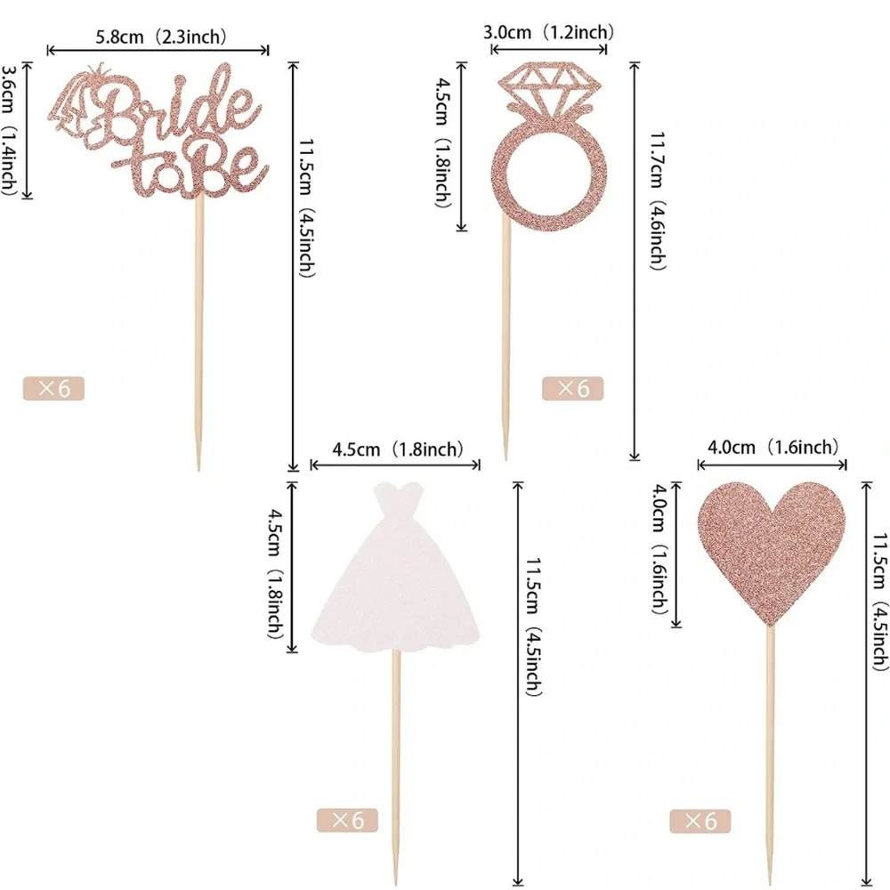 NWT 74 pc. bridal shower cupcake toppers